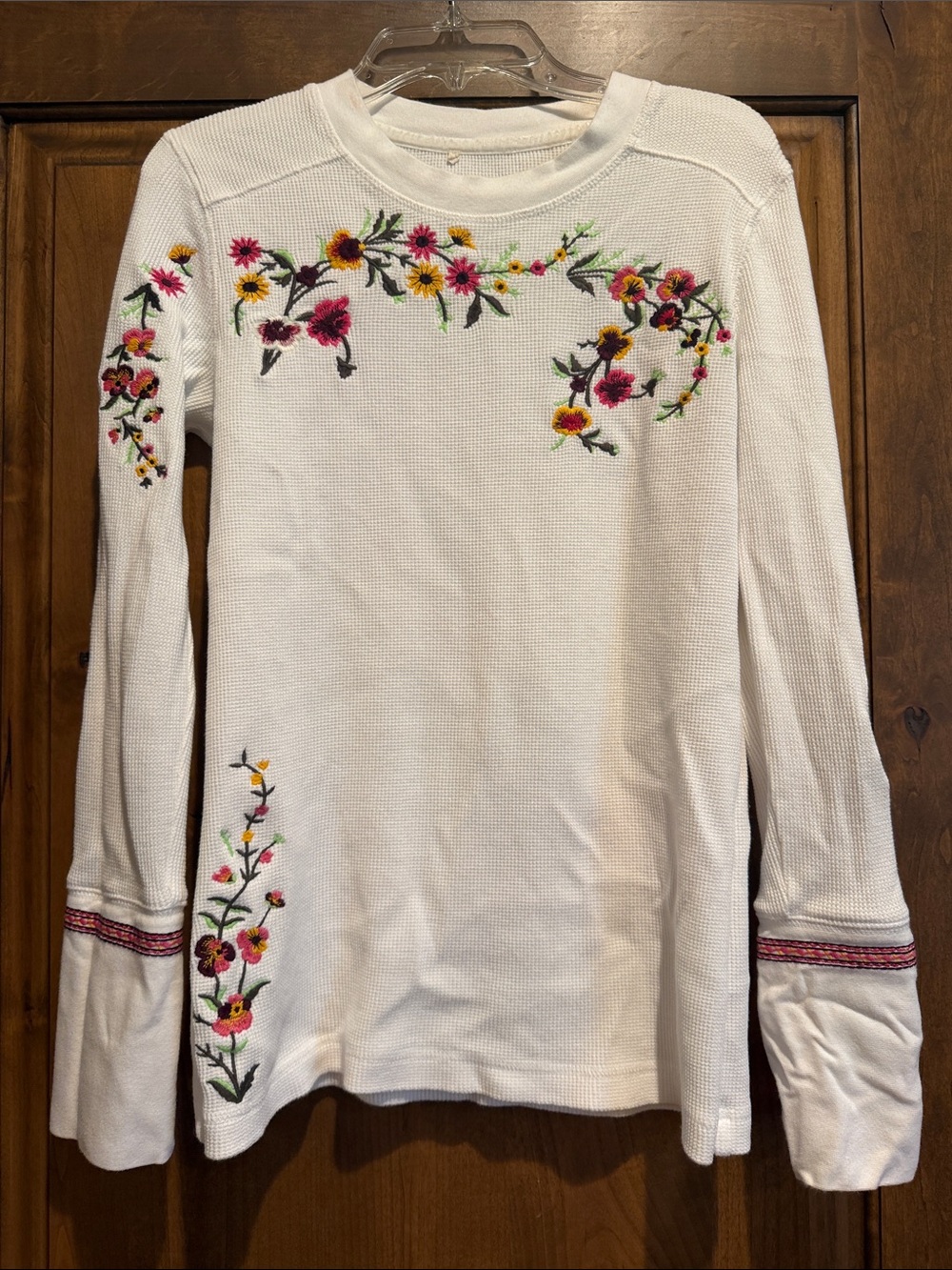 Sundance white embroidered thermal top